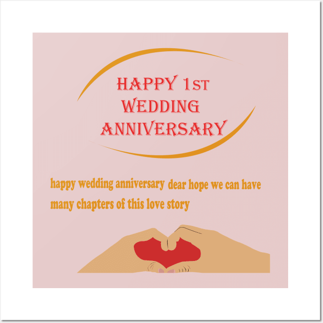 t shirt happy 1st wedding anniversary Wall Art by best seller shop